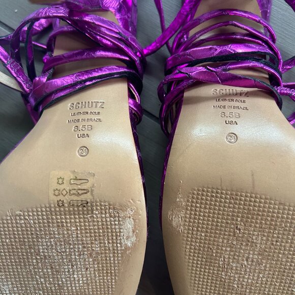 SCHUTZ Lily Metallic Leather Sandal (US 8.5) - Picture 3 of 8